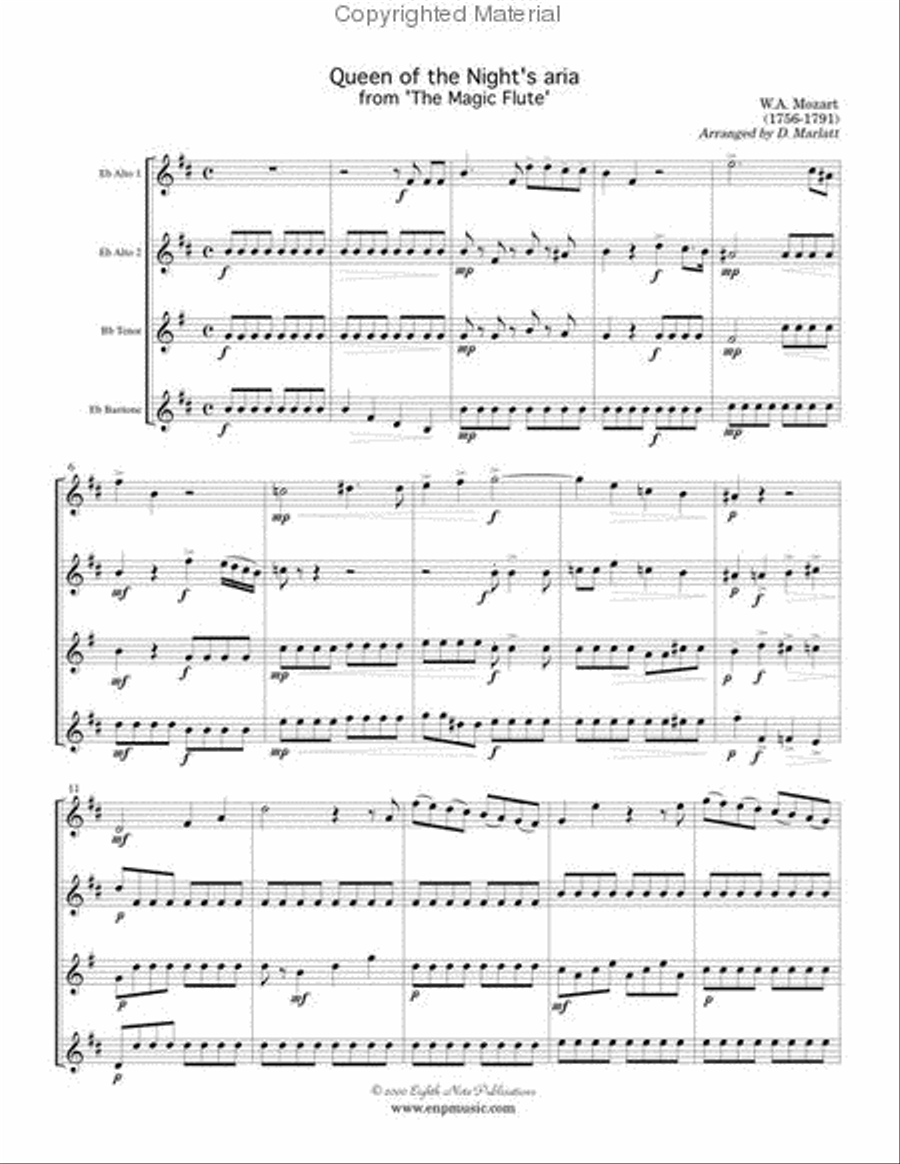 Queen of the Night Aria Small Ensemble scores gallery preview page 2