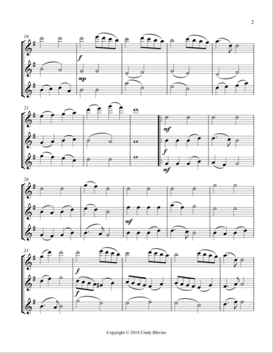 Angels We Have Heard On High, for Flute, Oboe and Violin Flute scores gallery preview page 3