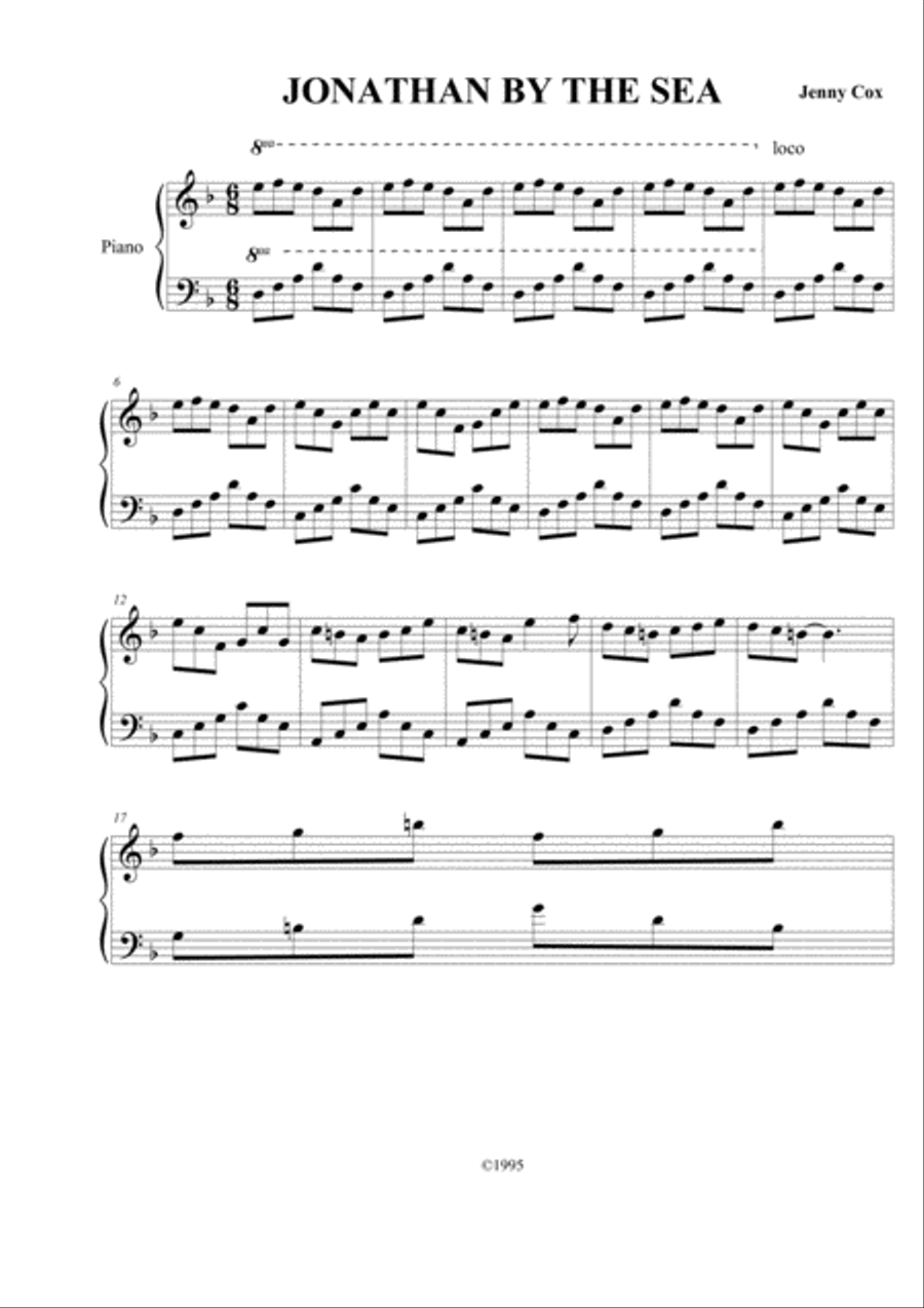 Jonathan By The Sea Jonathan By The Sea Easy Piano scores gallery preview page 1