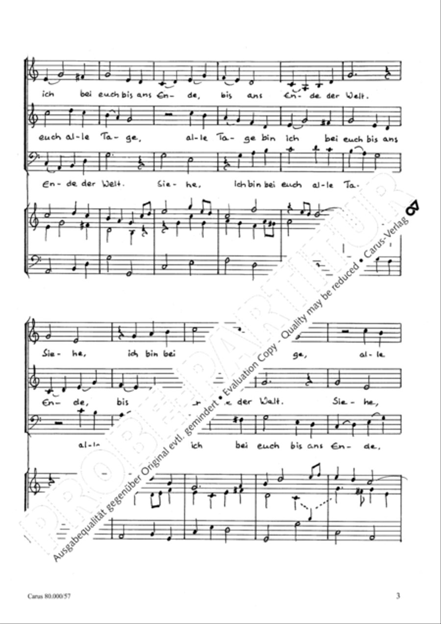 Siehe, ich bin bei euch alle Tage 3-Part scores gallery preview page 4