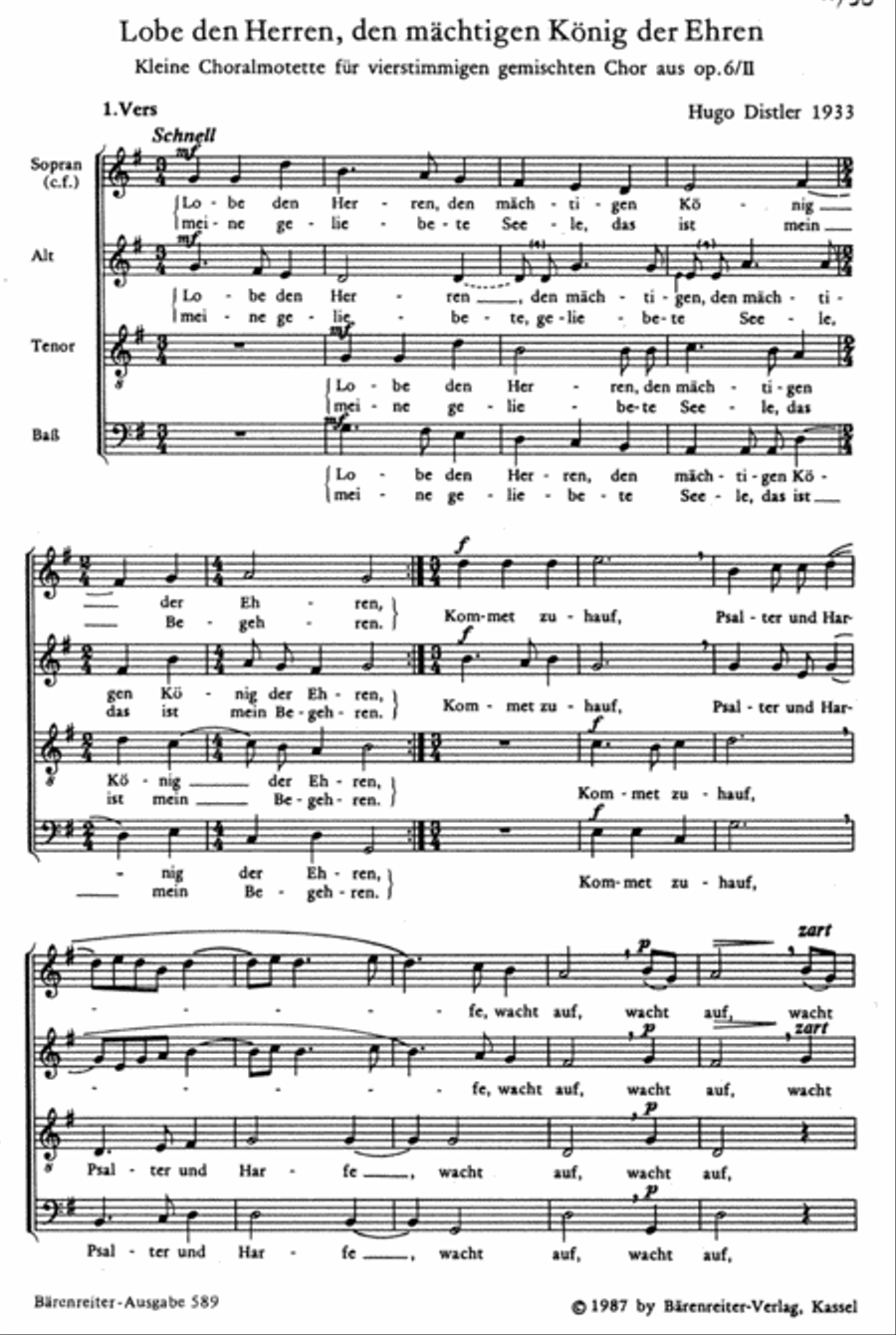 Lobe den Herren, den maechtigen Koenig der Ehren op. 6/2,I 4-Part scores gallery preview page 2