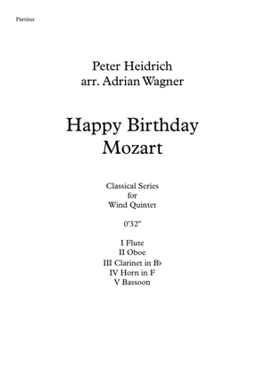 Book cover for "Happy Birthday Mozart" Wind Quintet arr. Adrian Wagner