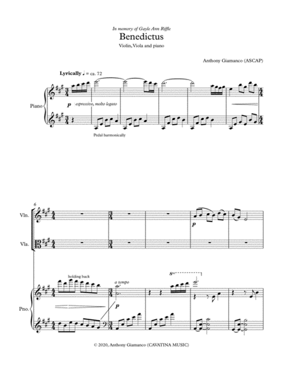 Benedictus (Violin, Viola and piano) image number null