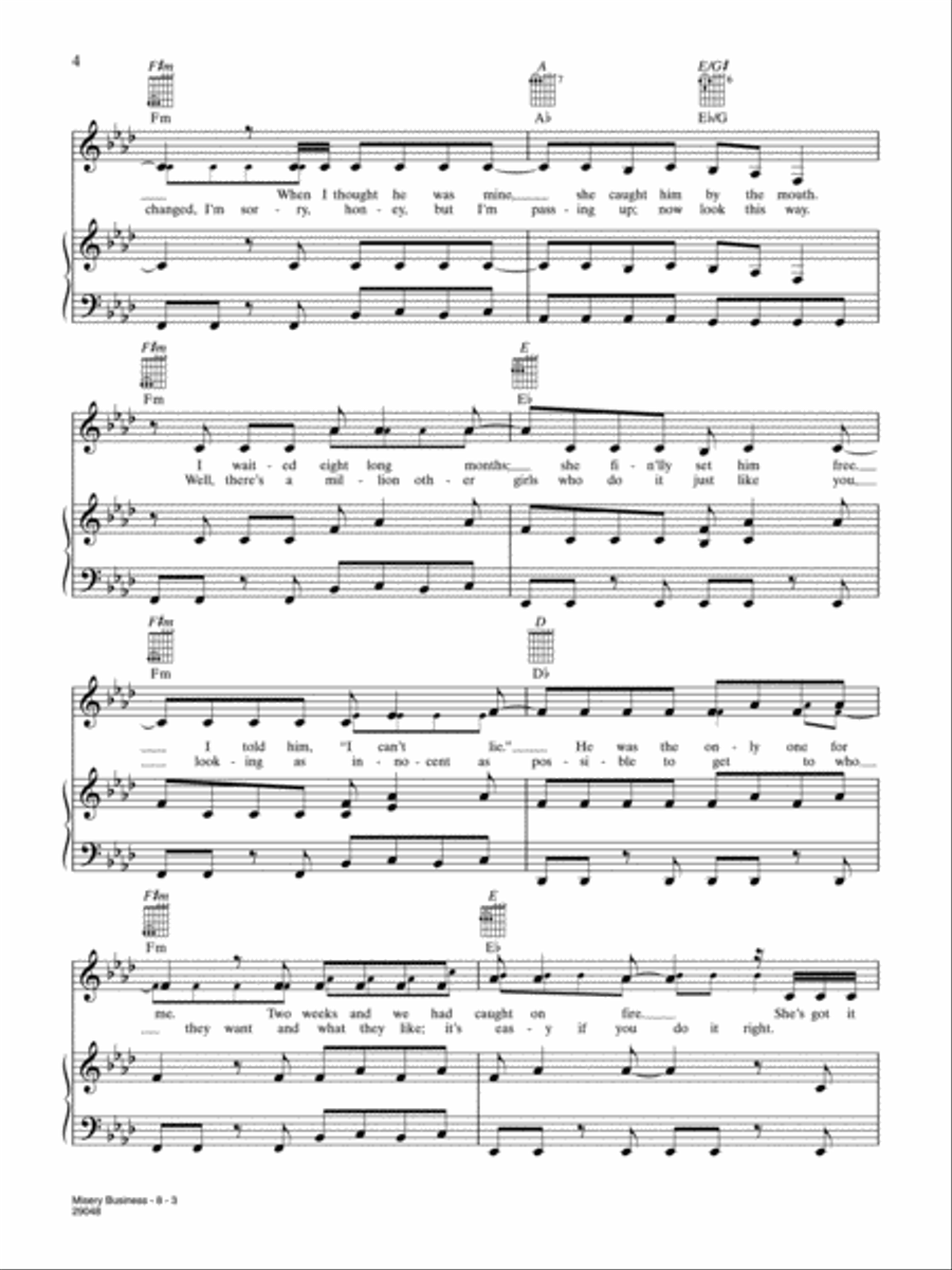 Misery Business Piano, Vocal, Guitar scores gallery preview page 3