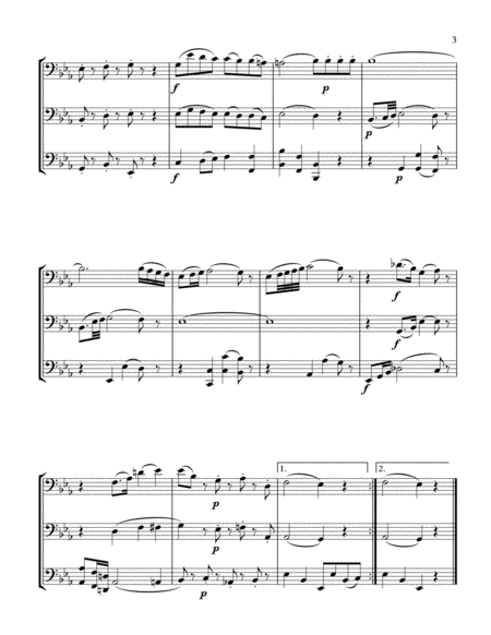 Mozart Divertimento Nr 5 Bass Clef Trio (5 mvts) KV 4393 (21-25)