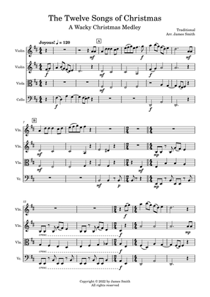 The Twelve Songs of Christmas (A Wacky Christmas Medley) for String Quartet