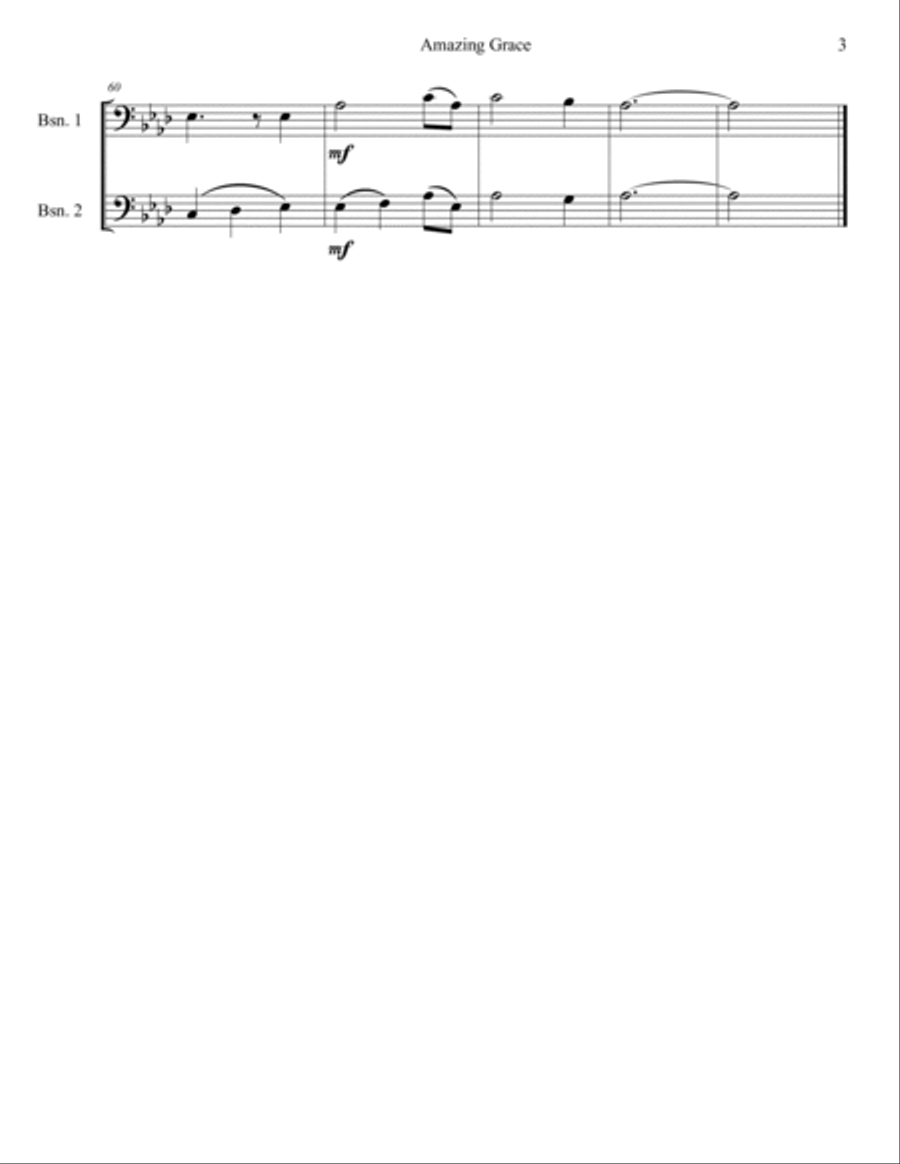 Amazing Grace (Bassoon Duet) Woodwind Duet scores gallery preview page 3