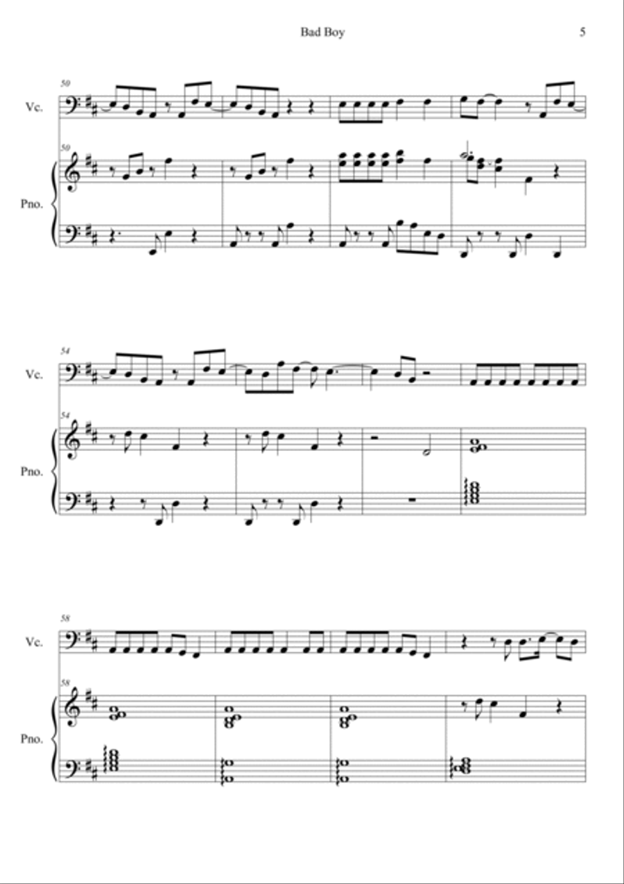 Bad Boy Bad Boy Piano scores gallery preview page 5