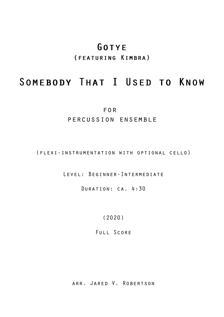 Book cover for Somebody That I Used To Know - Score Only