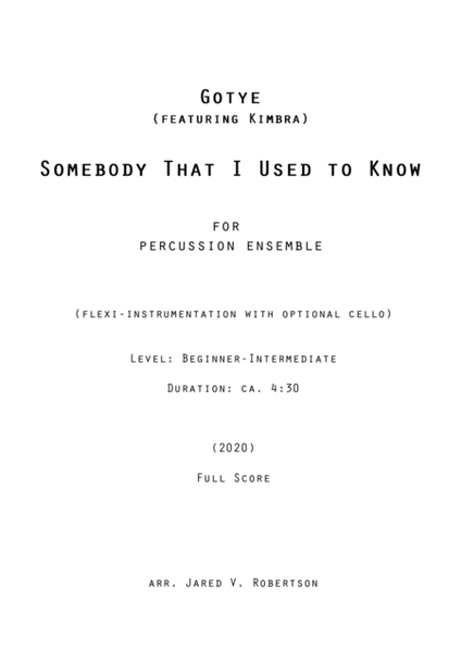 Somebody That I Used To Know - Score Only image number null