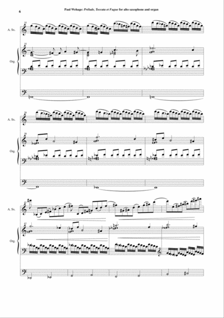 Paul Wehage: Prélude, Toccata et Fugue for alto saxophone and organ Woodwind Duet scores gallery preview page 6