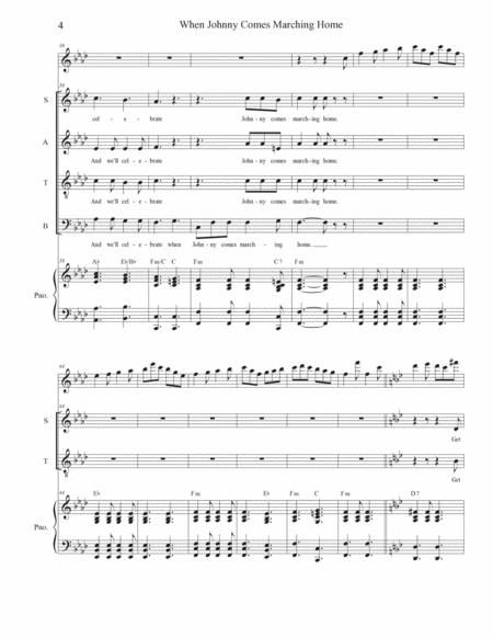 When Johnny Comes Marching Home (SATB) image number null