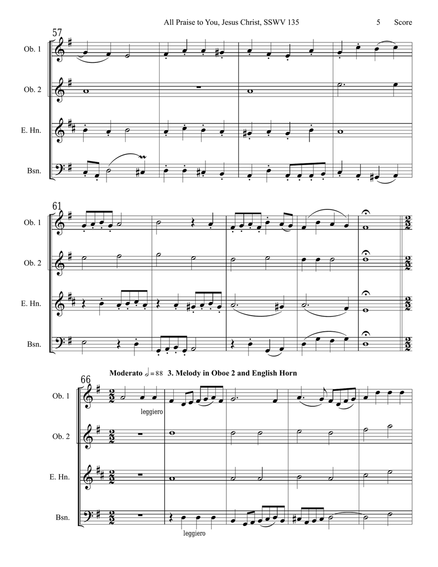 Samuel Scheidt - All Praise to You, Jesus - Double Reed Quartet Woodwind Ensemble scores gallery preview page 6