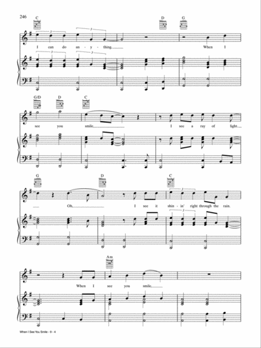 When I See You Smile Piano, Vocal, Guitar scores gallery preview page 4