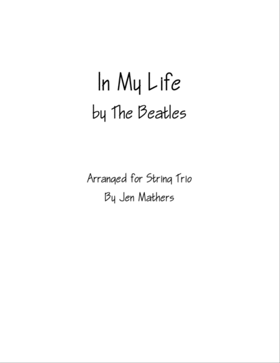 In My Life String Trio scores gallery preview page 1