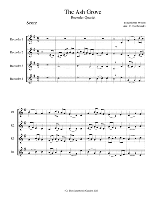 Book cover for The Ash Grove - recorder or flute quartet