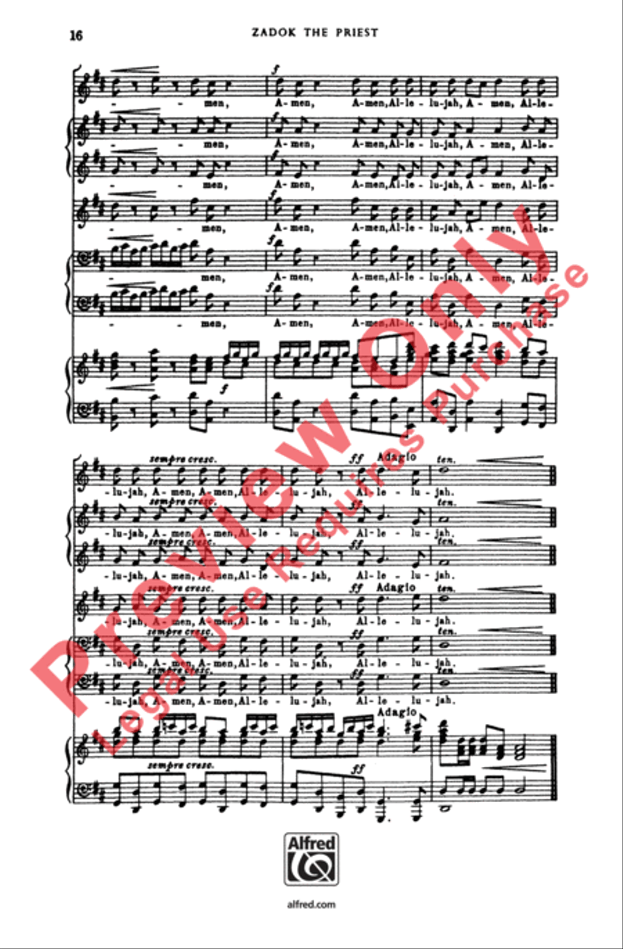 Zadok the Priest 4-Part scores gallery preview page 16
