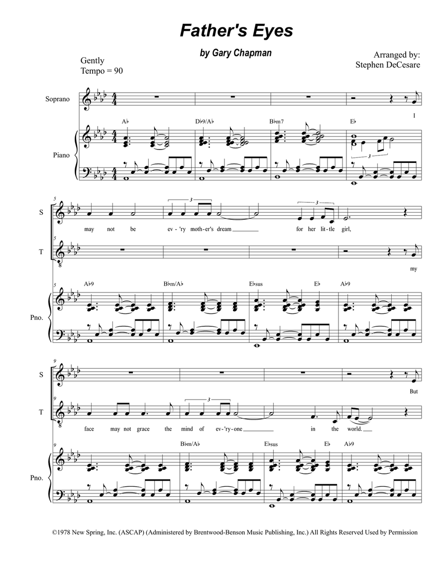 Father's Eyes Choir scores gallery preview page 1