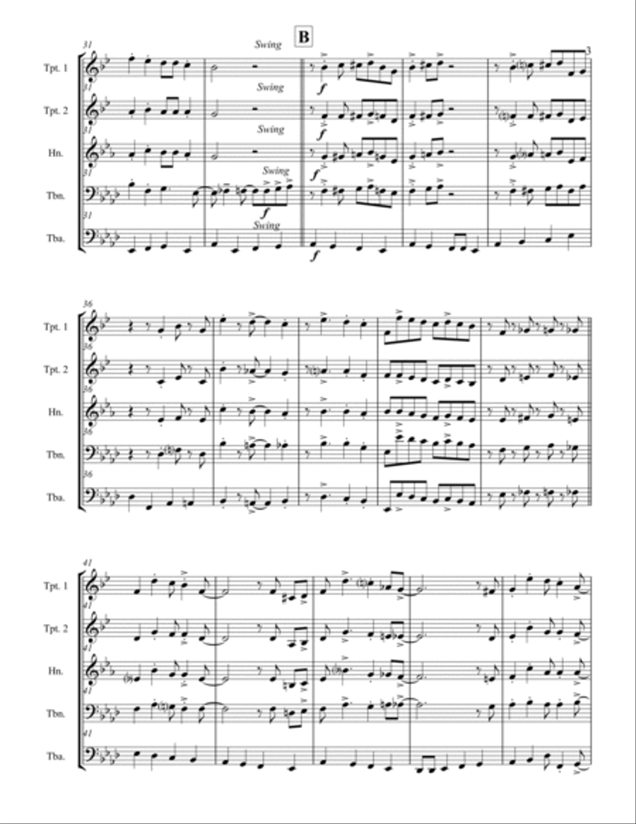 Jingle Bells (for Brass Quintet) Brass Quintet scores gallery preview page 4