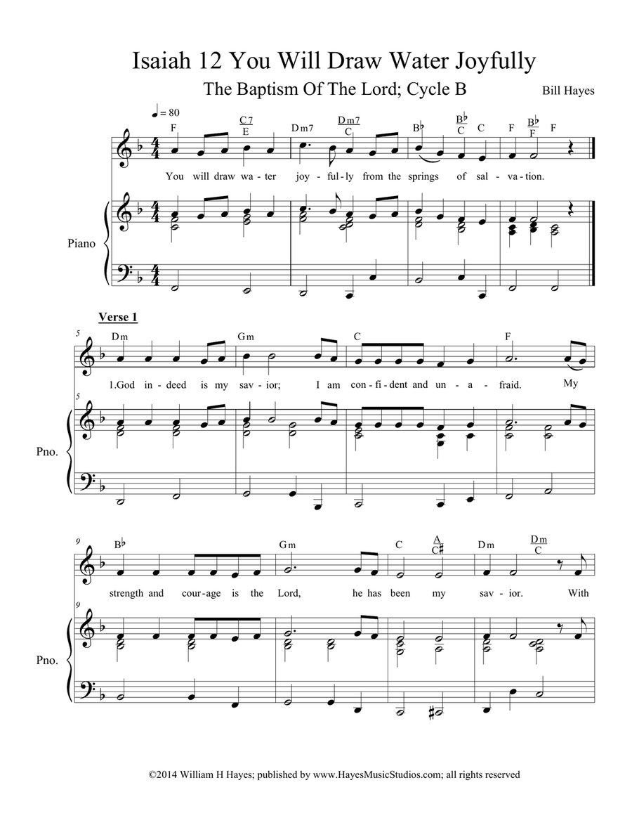 Isaiah 12: You Will Draw Water Joyfully (piano/vocal) Piano, Vocal scores gallery preview page 1