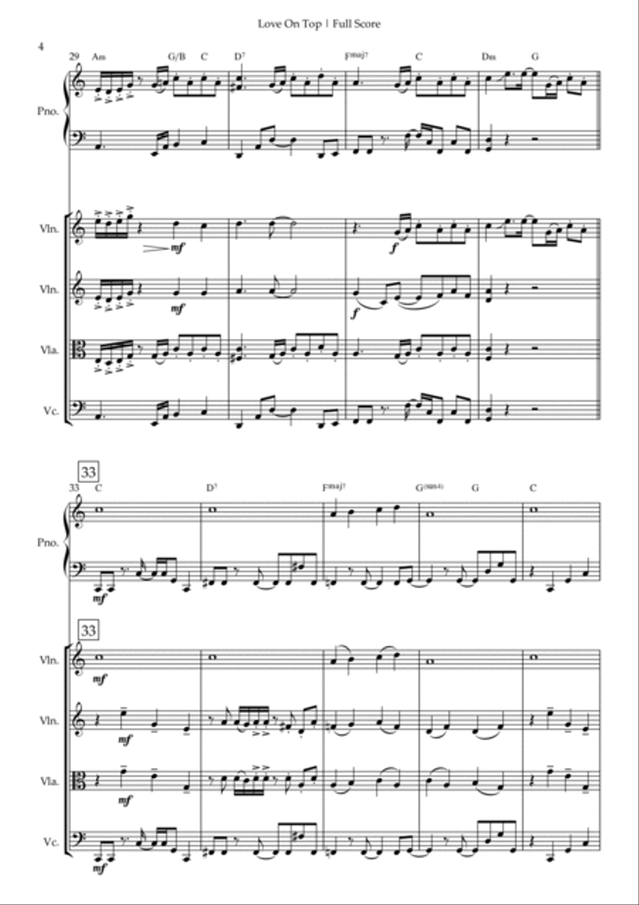 Love On Top Piano Quintet scores gallery preview page 4