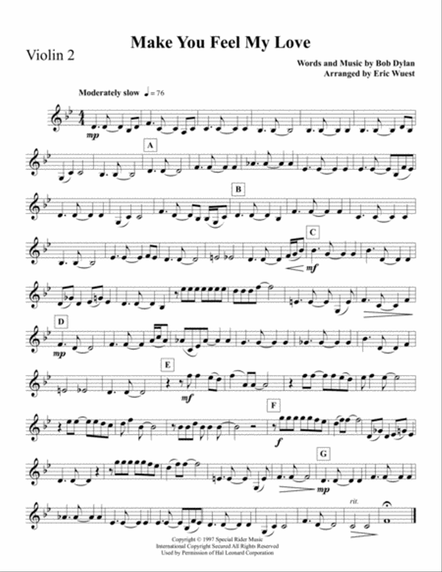 Make You Feel My Love Make You Feel My Love String Quartet scores gallery preview page 2