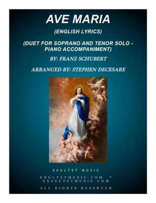 Ave Maria (Duet for Soprano & Tenor Solo - English Lyrics (High Key) - Piano Accompaniment