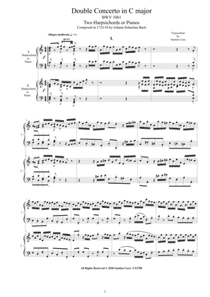 Bach - Double Concerto in C major BWV 1061 for Two Harpsichords or Pianos (Score-Parts)