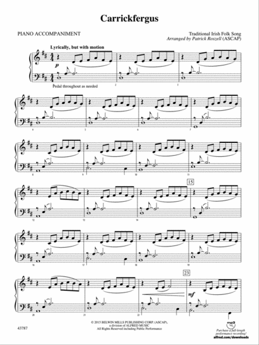 Carrickfergus: Piano Accompaniment Orchestra scores gallery preview page 1