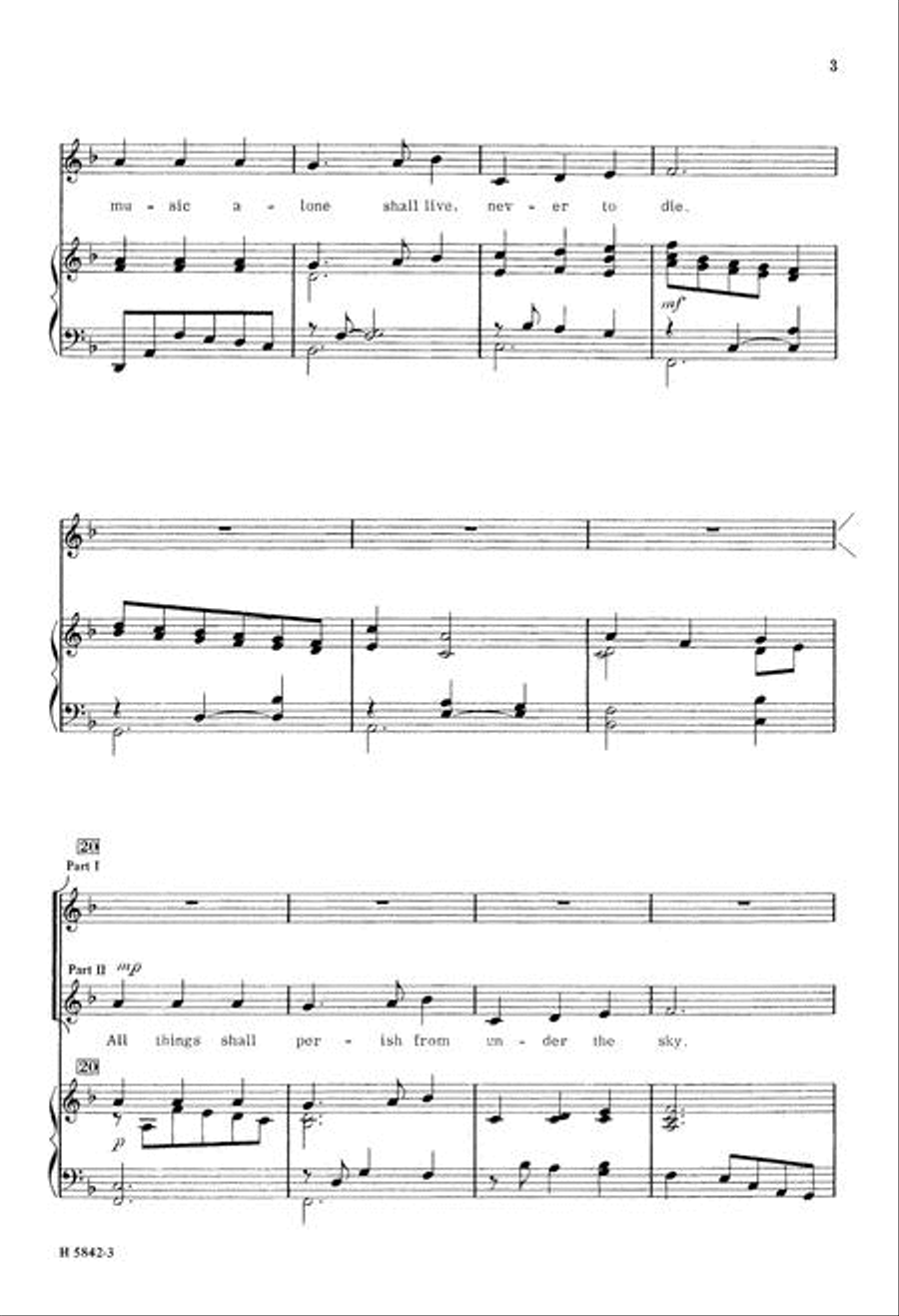 Music Alone Shall Live 2-Part scores gallery preview page 3