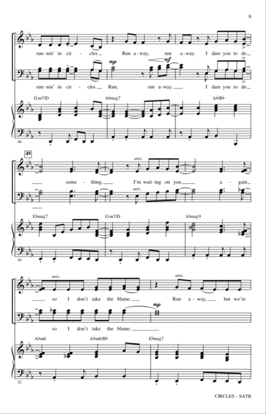 Circles (arr. Jack Zaino) 4-Part scores gallery preview page 7