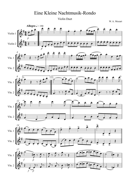 Eine Kleine Nachtmusik – Rondo: Violin Duet image number null