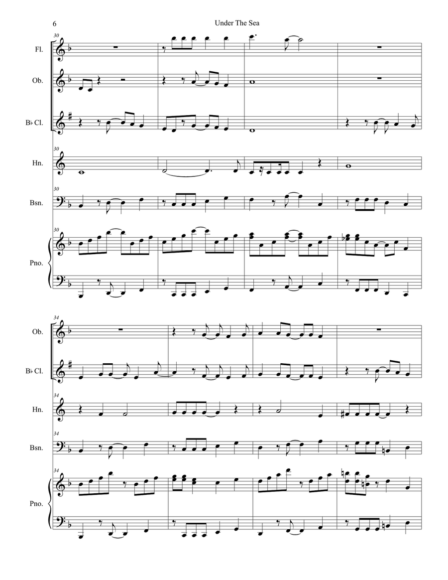 Under The Sea Under The Sea Woodwind Quintet scores gallery preview page 6