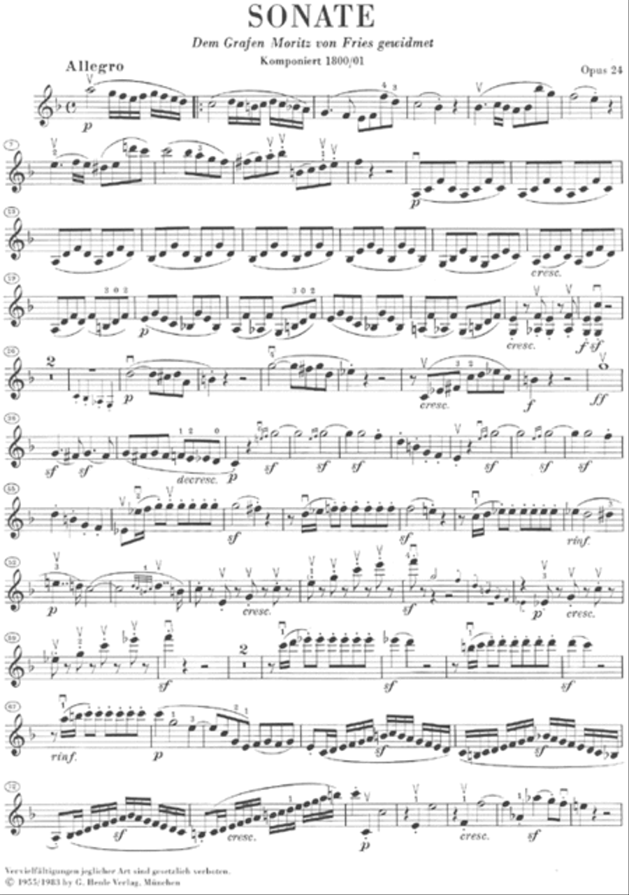 Sonata for Piano and Violin in F Major Op. 24 (Spring Sonata)