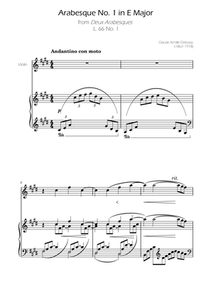 Debussy - Arabesque Nº1 - Violin Solo w/ Piano Accompaniment
