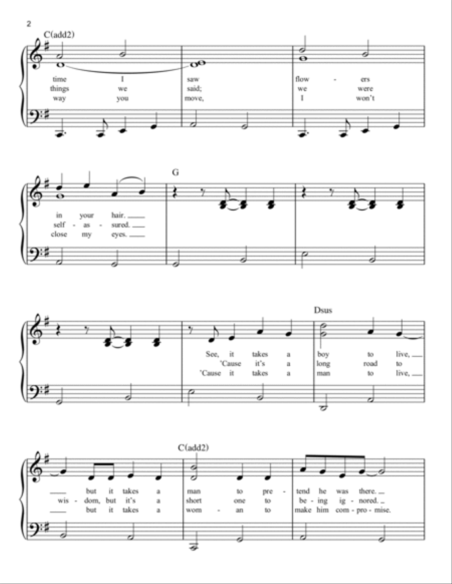 Flowers In Your Hair Easy Piano scores gallery preview page 2