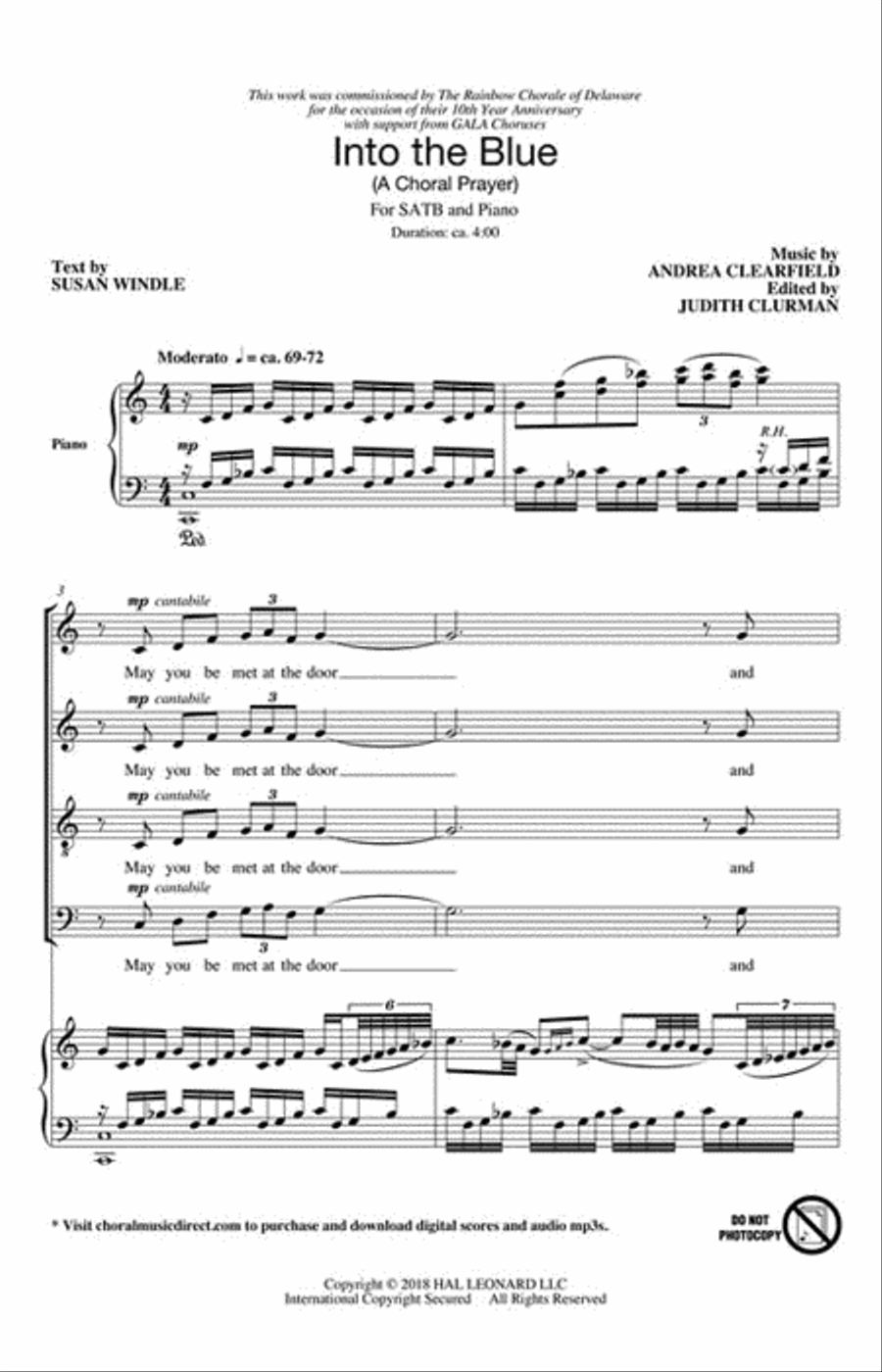 Into the Blue: A Choral Prayer 4-Part scores gallery preview page 2