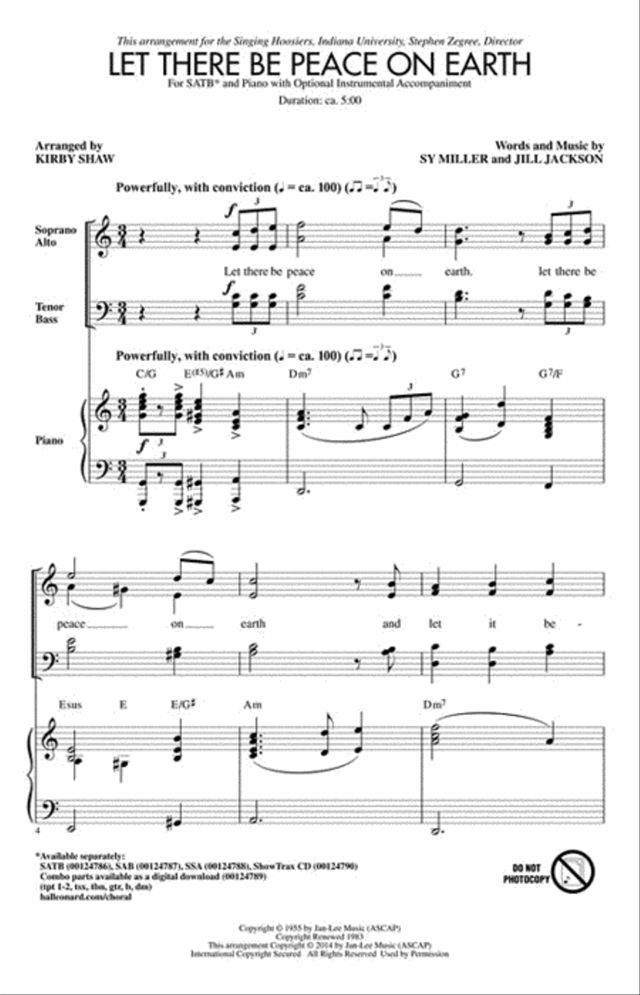 Let There Be Peace on Earth 4-Part scores gallery preview page 2