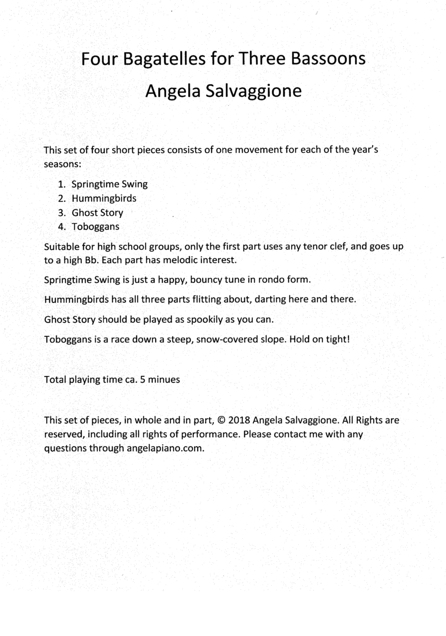 Four Bagatelles for Three Bassoons Woodwind Trio scores gallery preview page 1