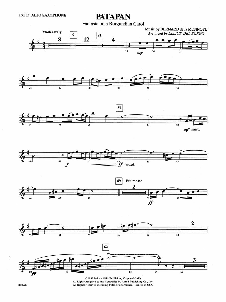 Patapan: E-flat Alto Saxophone by Elliot Del Borgo Concert Band - Digital Sheet Music
