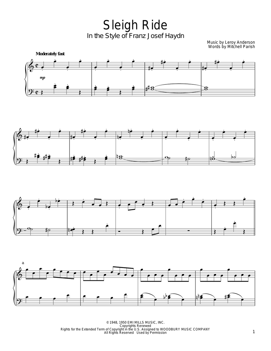Sleigh Ride (in the style of Franz Josef Haydn) (arr. David Pearl) Piano Solo scores gallery preview page 1