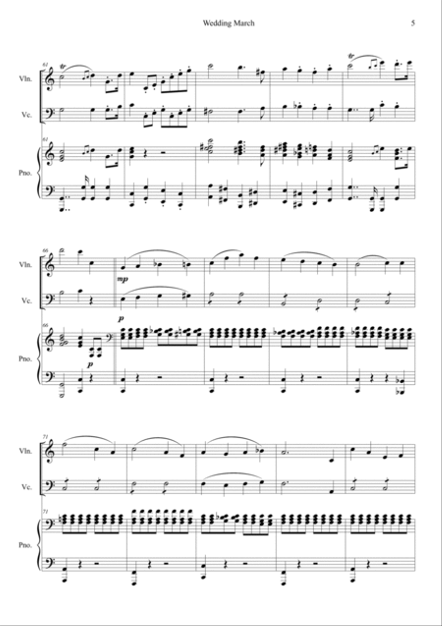 Wedding March Piano Trio scores gallery preview page 5
