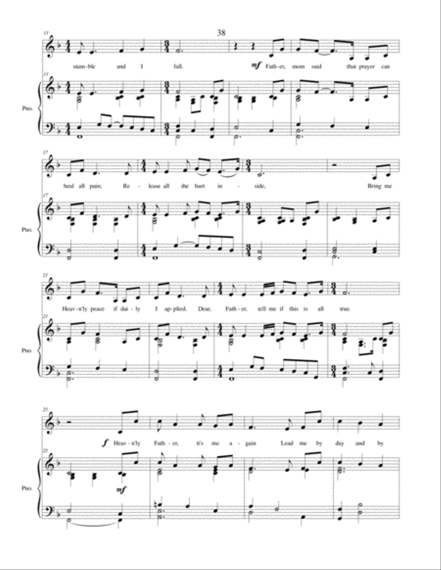 Prayer to Heavenly Father - sacred vocal solo with piano accompaniment Piano Accompaniment scores gallery preview page 3