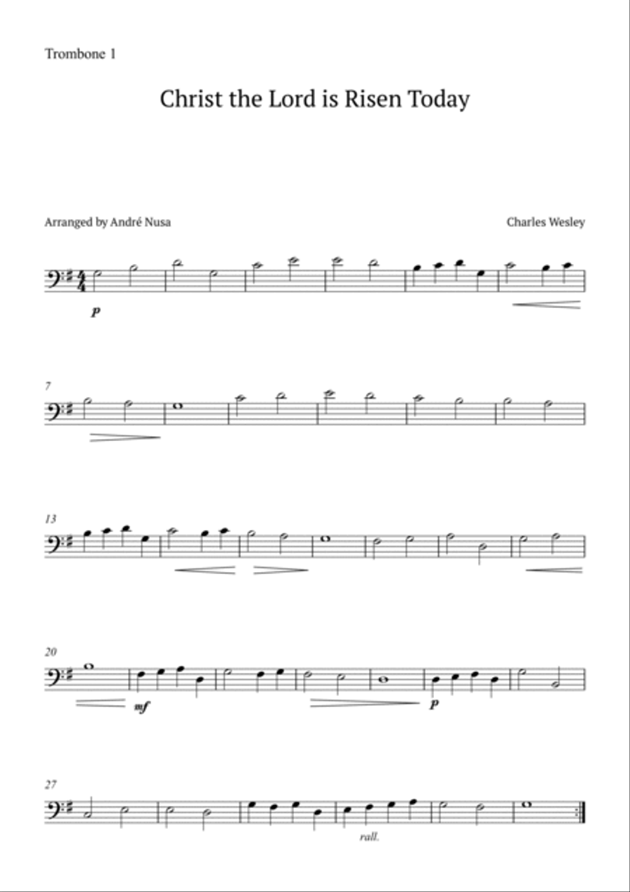 Christ the Lord is Risen Today Brass Quartet scores gallery preview page 3