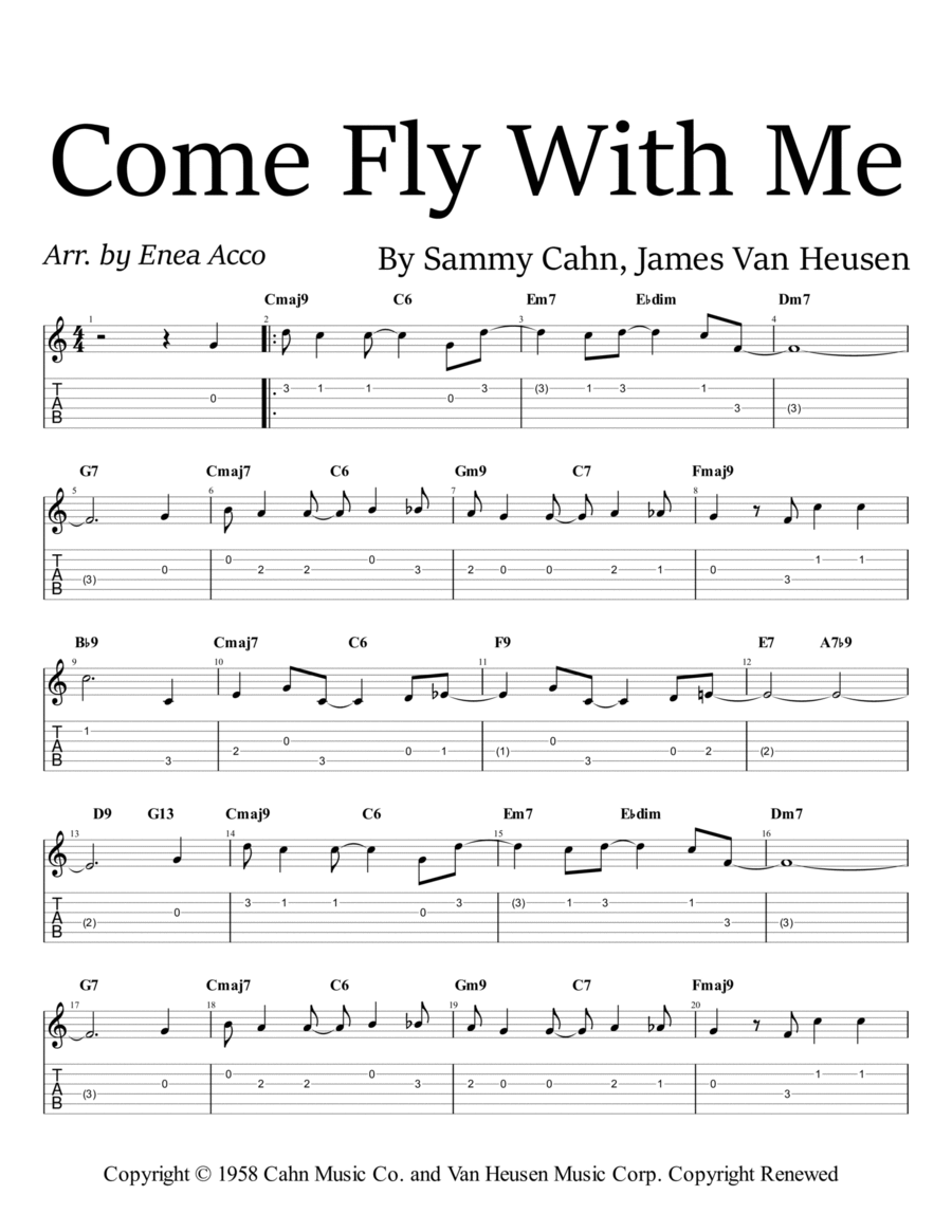 Come Fly With Me Piano scores gallery preview page 1