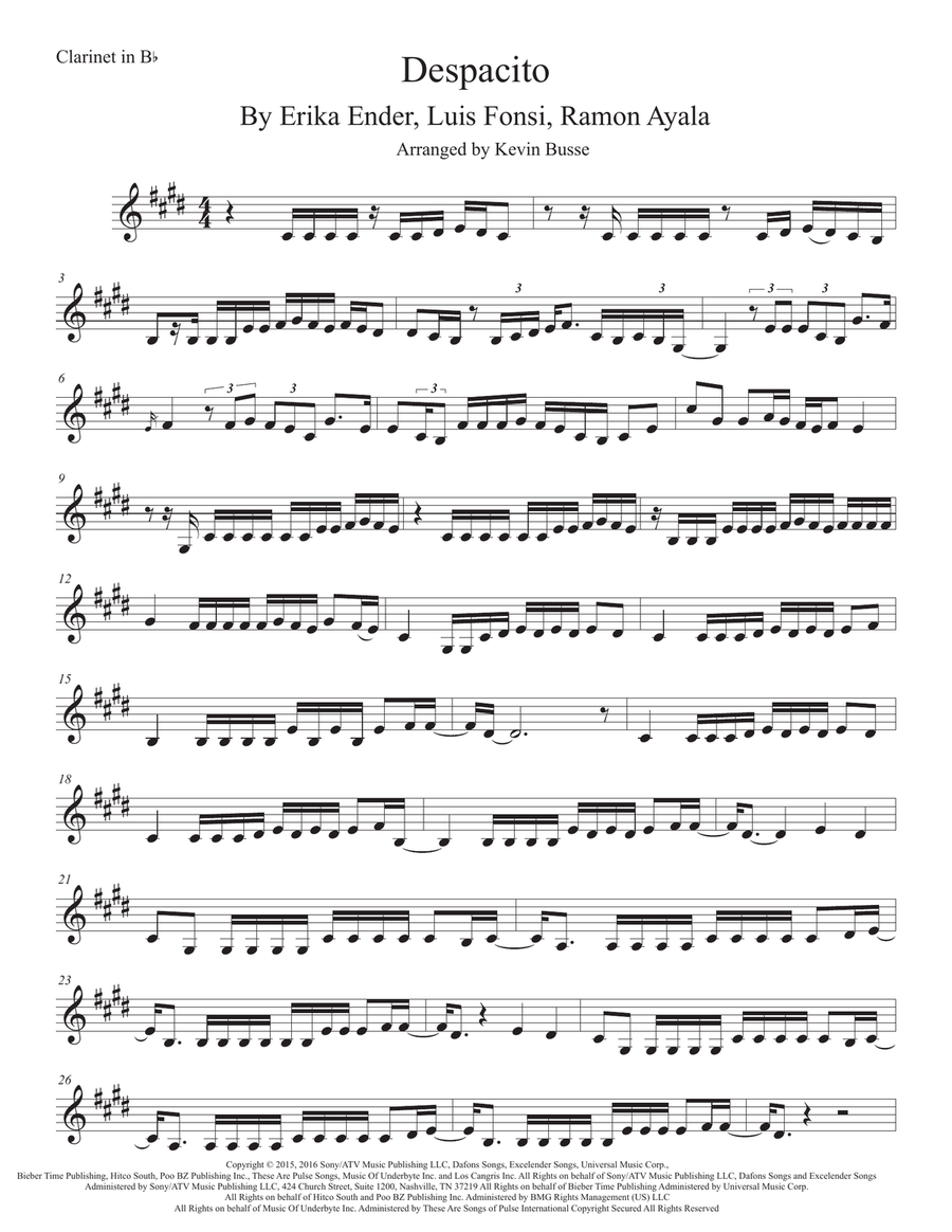 Despacito Clarinet Solo scores gallery preview page 1