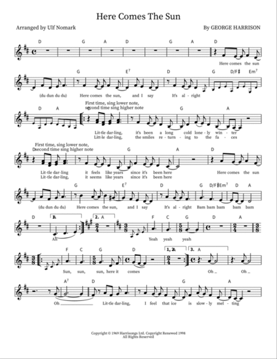Here Comes The Sun 3-Part scores gallery preview page 5