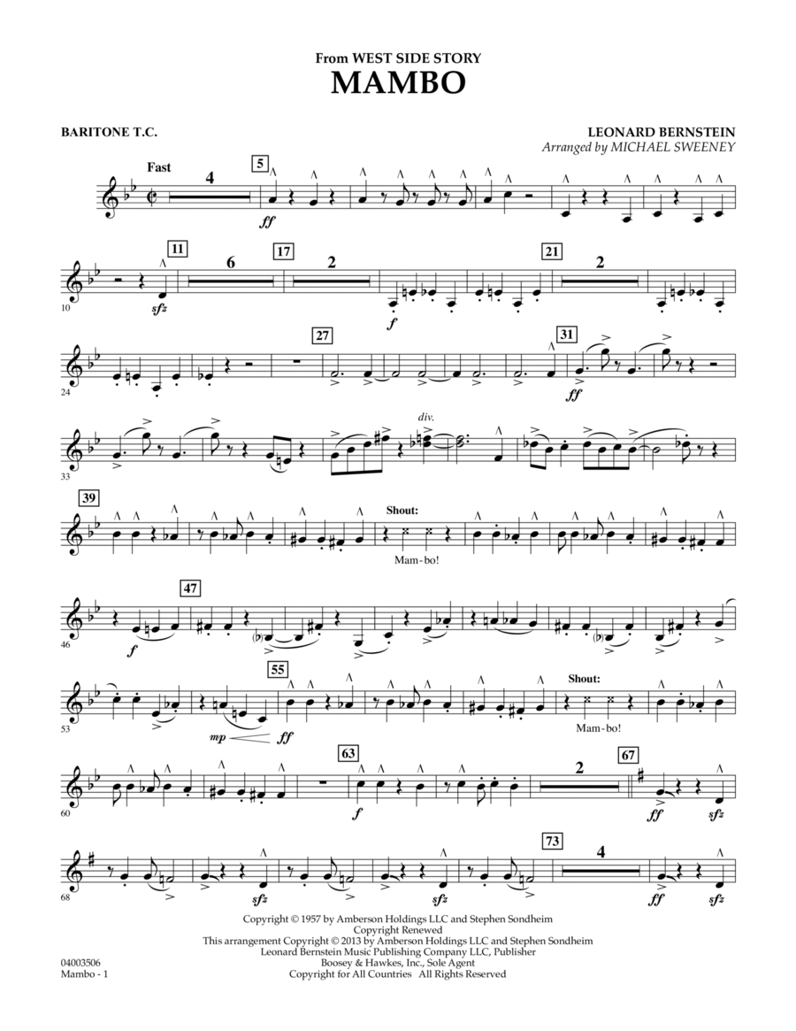 Mambo (from West Side Story) - Baritone T.C. Concert Band scores gallery preview page 1