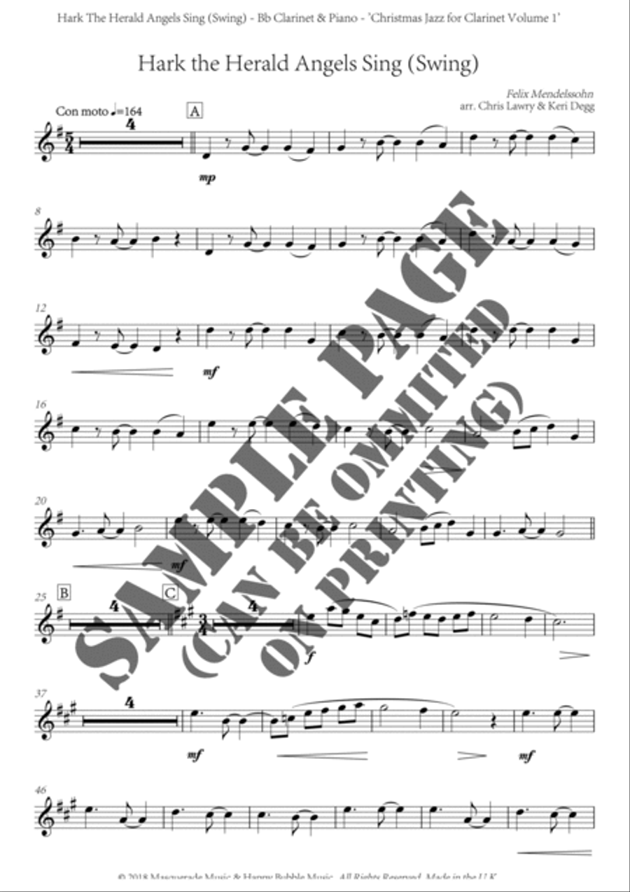 Christmas Jazz Volume 1 for Bb Clarinet; Five Christmas/Holiday pieces in Jazz Styles B-Flat Clarinet scores gallery preview page 4