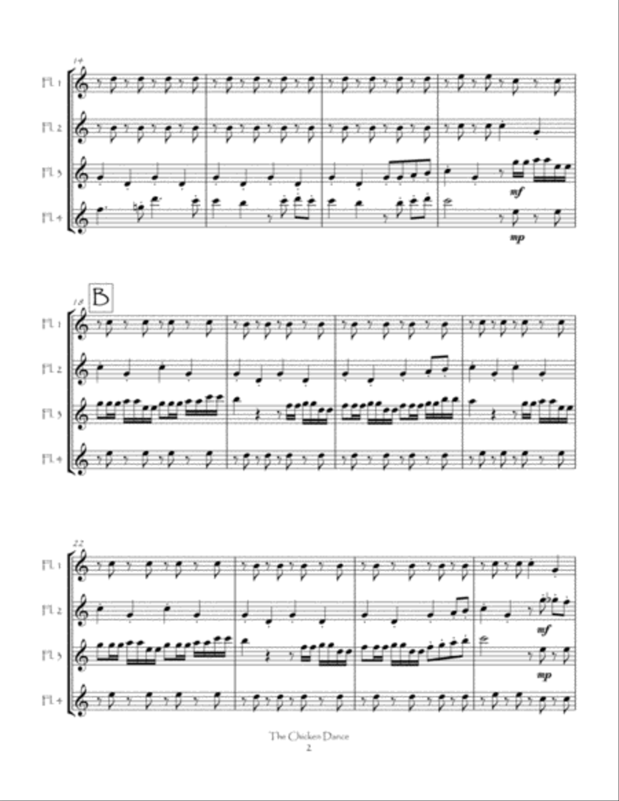 The Chicken Dance Flute Quartet scores gallery preview page 5